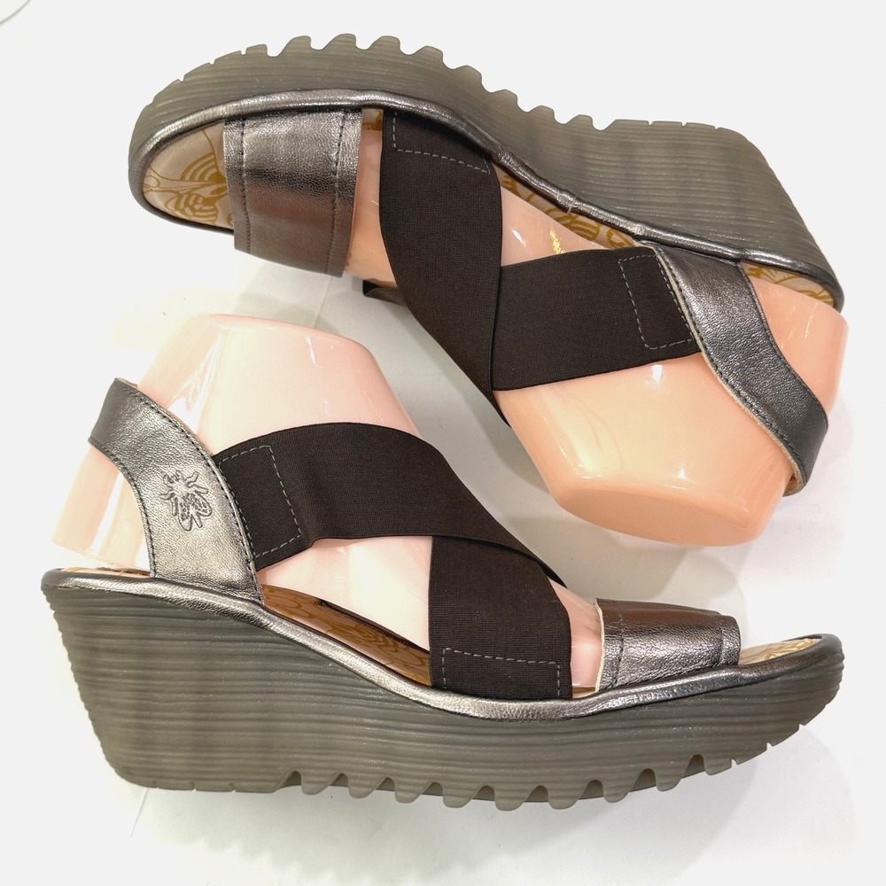 Fly London Platform Wedge Chunky Sandal Women US 8 8.5 EU 39 Yaji Idra Leather